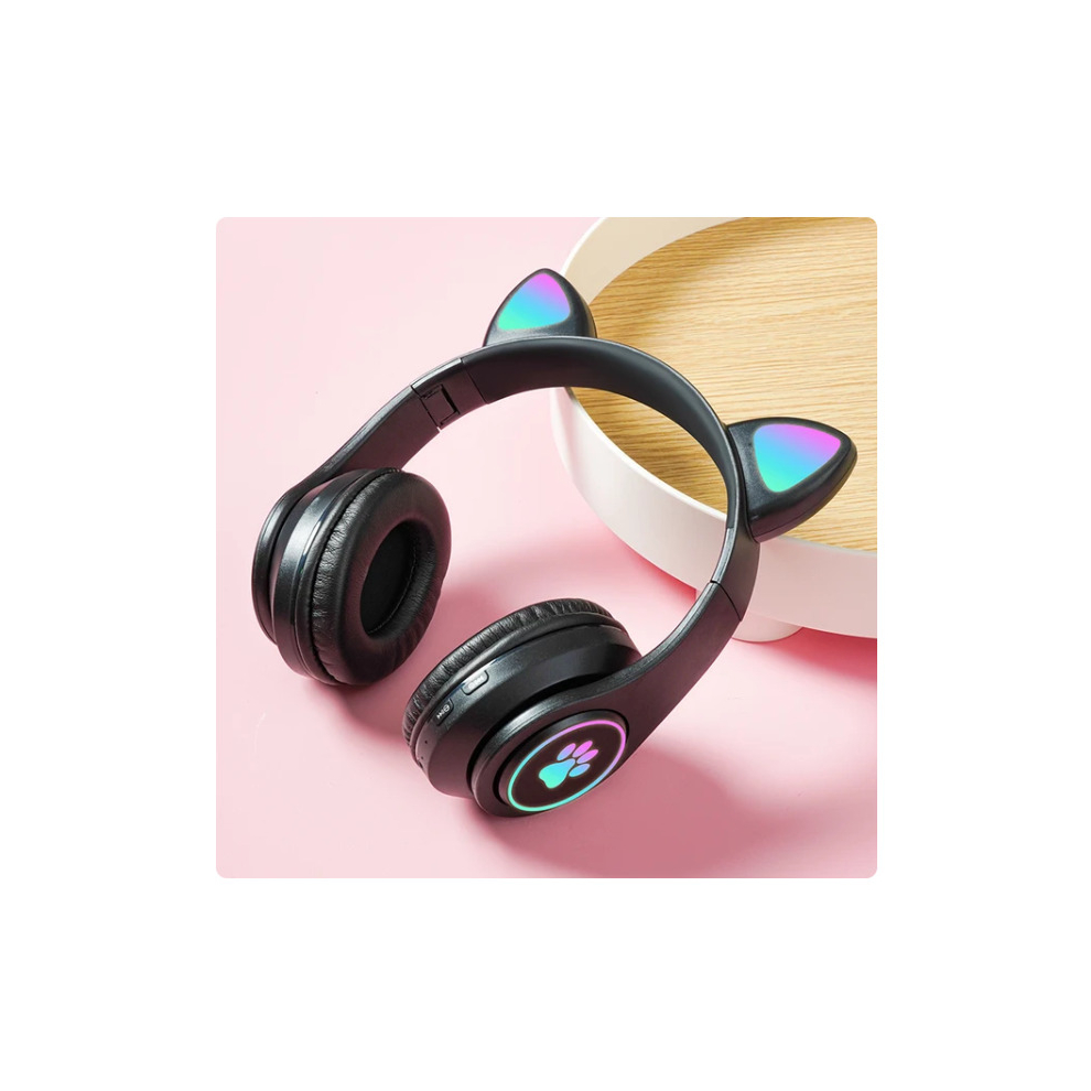 (LX-B39B Black) Bluetooth Wireless Headphones Cat Ear Glow Light Stereo Bass Helmets Children Gamer Girl Gifts PC Phone Gaming Headset-image-OPC-PCPRCK8-NEW