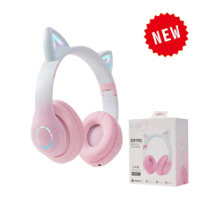 (B39B Pro Pink) Bluetooth Wireless Headphones Cat Ear Glow Light Stereo Bass Helmets Children Gamer Girl Gifts PC Phone Gaming Headset