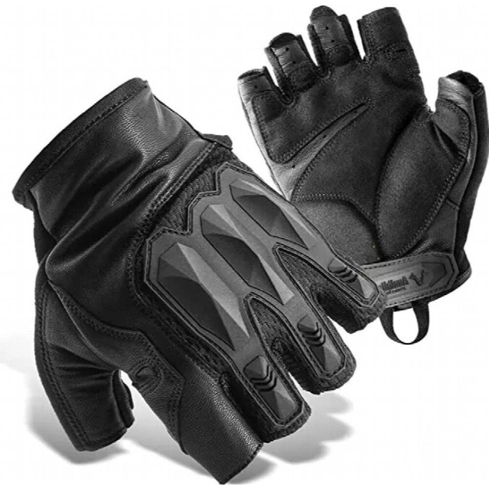 (Fingerless White-M) Military Gear Outdoor Shooting Combat Gloves Tactical Gloves Knuckles Protective Touchscreen For Men Motorcycle Hiking Cycling Multicoloured 885658107369
