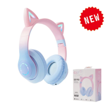 (B39B Pro Blue) Bluetooth Wireless Headphones Cat Ear Glow Light Stereo Bass Helmets Children Gamer Girl Gifts PC Phone Gaming Headset