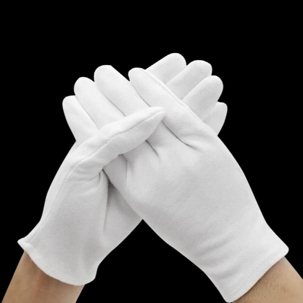 (Cotton White Black-S Children s S) 50 Pairs Of Cotton Gloves Thickened Ceremonial Jewelry Identification Labor Insurance Work Gloves Plus Size Adult-image-OPC-PCQPJNS-NEW