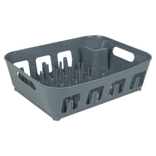 URBN Living (Grey) Large Plastic Dish Drying Rack Drip Drainer Kitchen Sink Tray w/ Utensil Holder 1