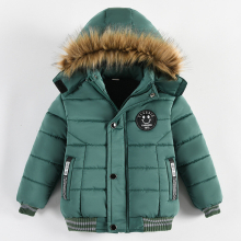 (green, 3-4Years/Suitable for height 110cm) Boys coat 2023 new cotton jacket, hooded thickened winter jacket