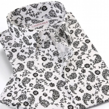 Mens Summer Short Sleeve Holiday Beach Hawaiian Shirts Pocket-less Casual Standard-fit Flowers Printed Tops Shirt