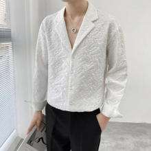 V-neck Loose Shirts for Mens Loose Casual Shirt Sexy Streetwear Chemise Homme Social Party Tuxedo Nightclub Camisas