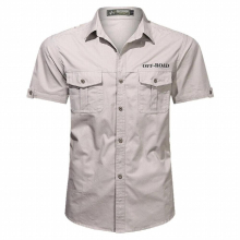 Kenntrice Mens Short Sleeve Military Style Cargo Army Green Tactical Overalls Shirt Wear-Resistant Chemise Big Size Blouse