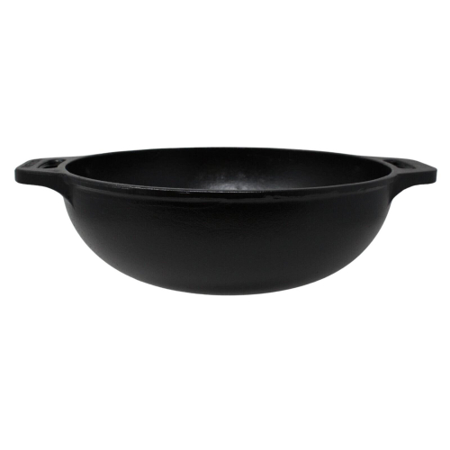 Cast Iron Karahi Kadai Kadhai Wok Deep Pan Double Handles Flat 2