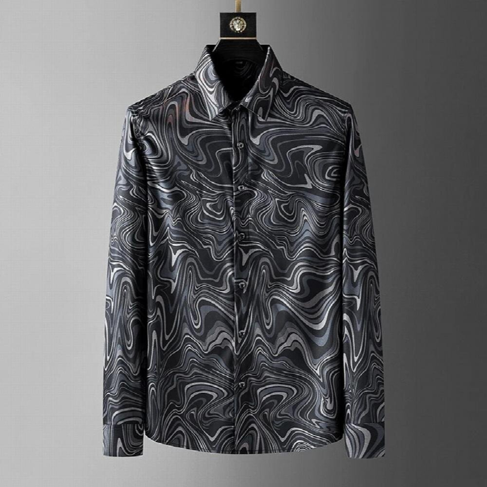 European and American pattern mens shirt autumn high-end handsome print casual mens shirt-image-OPC-PCQPNKN-NEW