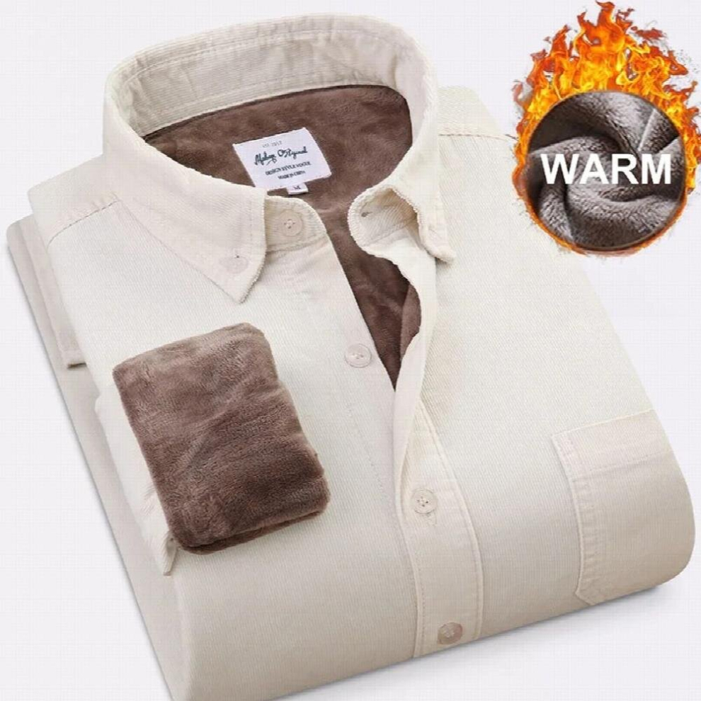 Schinteon Men Corduroy Warm Winter Shirt Thick Fleece Lining Thermal Shirt S-4XL 42 43 Bottoming Shirt-image-OPC-PCQPP9V-NEW