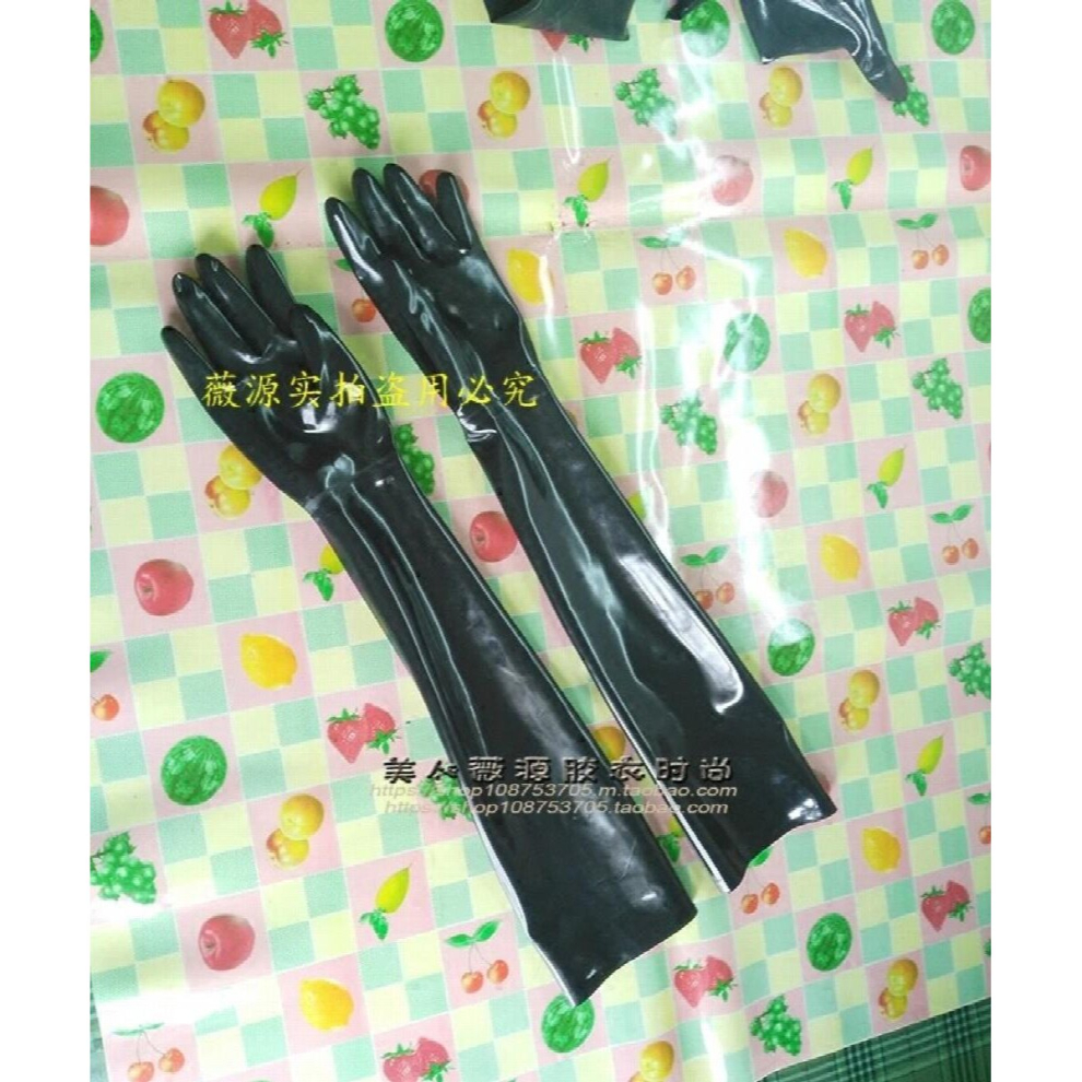 (Black-M) Hand Unisex Latex Long Gloves Seam Arm Length Customize-image-OPC-PCQPHWG-NEW