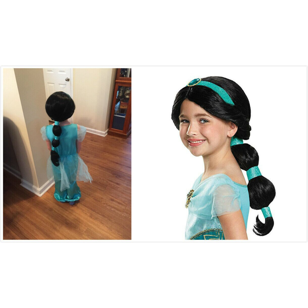 Rywolt Kids Aladdin Wig Jasmine Princess Wig Arabian Diss Princess Cos Long Wig Adult Yellow