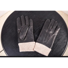 (Black-M) High Autumn Winter Men 100% Geniune Sheepskin Leather Gloves Warm Male Windproof Driving Mittens S2614