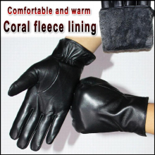 (style 2 Black-XXL M) Leather Gloves Mens High-grade Goatskin Gloves Autumn and Winter Outdoor Warmth Plus Velvet Sheepskin Gloves Driving Gloves
