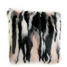 Black, White & Pink Fancy Animal Faux Fur Luxury Throw Pillow - 18 x 18 in.