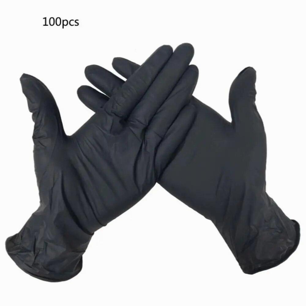 (100Pcs Black-Xl) Mechanic Gloves Nitrile Gloves Laboratory Nail Art Anti-Static Household Cleaning Washing Disposable 100Pcs/Set 885658230418