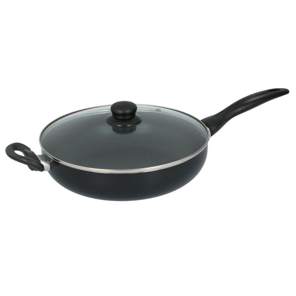 Non Stick Frying Pan Wok SautÃ© Fry Pan Induction with Glass Lid 28cm