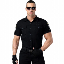 Men Khaki Shirt Short Sleeve Military Shirt Men Blouse Pilot Camouflage Double Pocket Loose Army Green Model Male Shirt