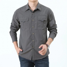 Spring Autumn Shirt Men Long Sleeve Outdoor Mountaineering Quick Dry Thin Breathable Shirt Male Button Up Shirt Large Size M-4XL