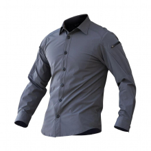 Mens Quick Dry Tactical Shirts Outdoor Commute Wear-resistant Waterproof Zipper Solid Military Long Sleeve Shirts Male