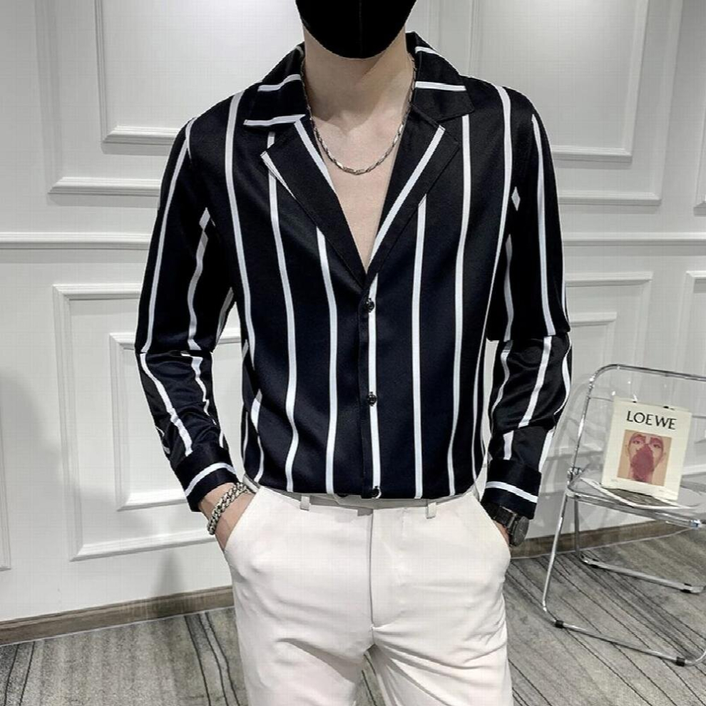 Striped Printing Men Long-sleeved Slim Shirt Casual Men Shirt For Men Business Dress Top Formal Shirts For Men-image-OPC-PCQPPQ7-NEW