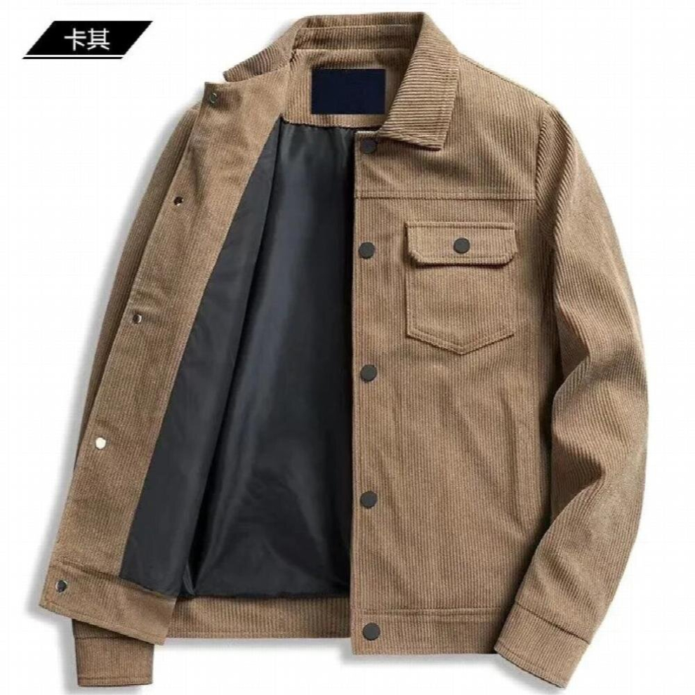 Autumn Winter Corduroy Coat Mens Lapel Work Jacket Plush Warm Keeping Retro Mens Coat Jacket Men-image-OPC-PCQPSBN-NEW
