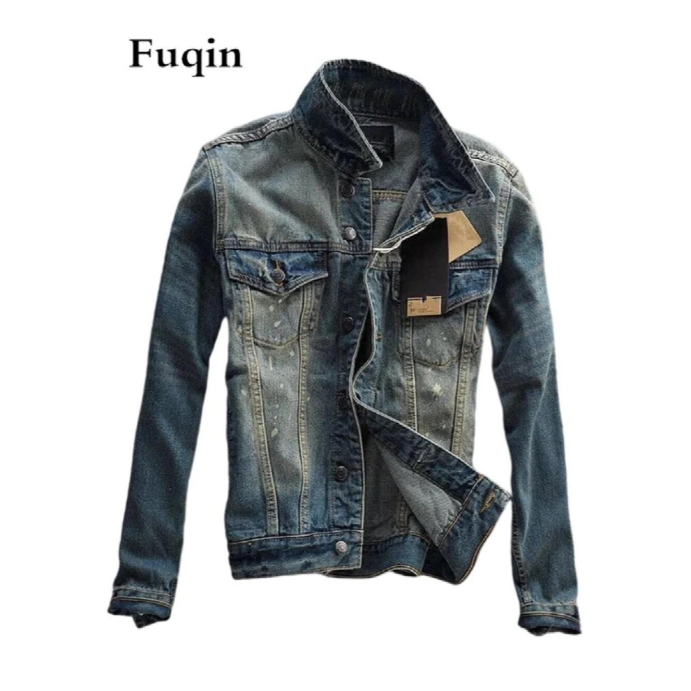 Motorcycle Denim Jacket Stand Collar Korea Classic Vintage Single Breasted Streetwear Jeans Coat Denim Jacket-image-OPC-PCQPSWG-NEW