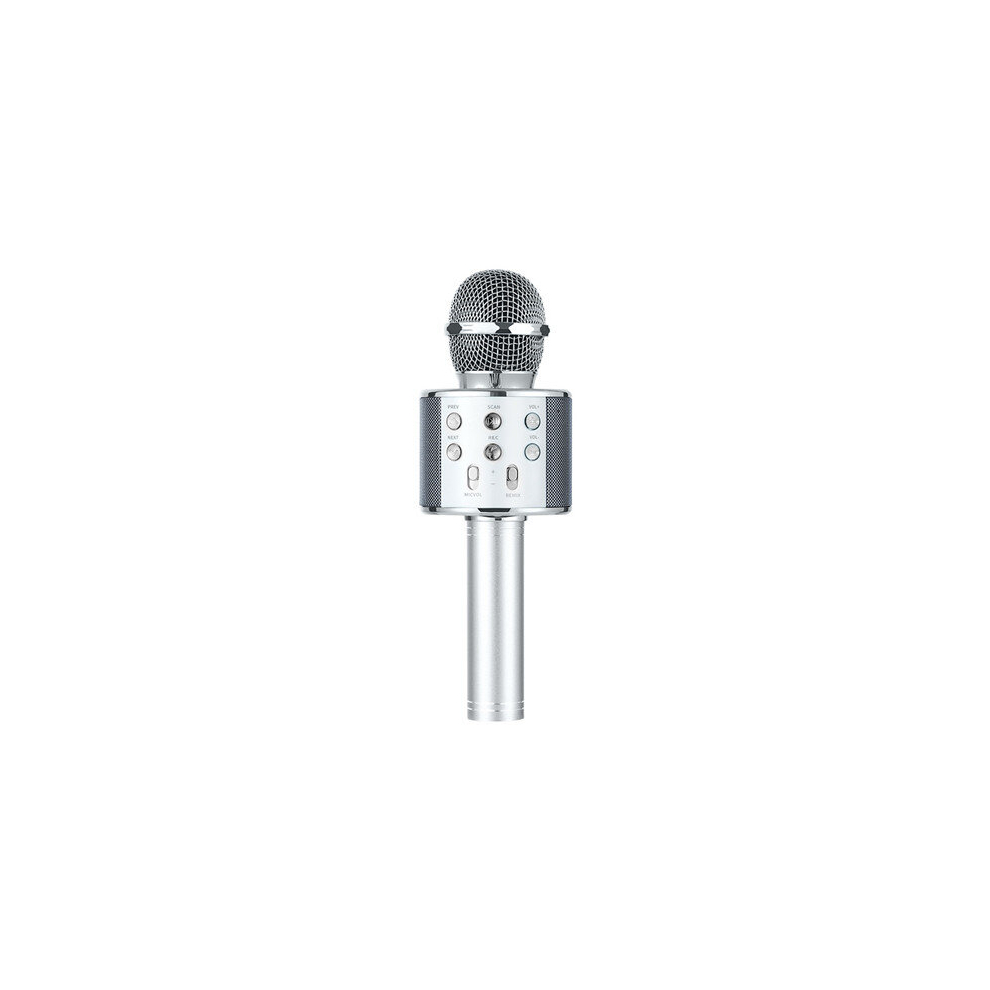 (Silver) winwin Wireless Bluetooth Karaoke Microphone for Kids Adult Singing with Record Function