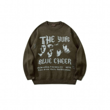 Autumn and Winter Retro Loose Sweater Mens Tide Round Neck Old Couple Knitted Sweater Tops