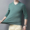 Mens sweater solid knitted pullover V-neck 100% wool spring high-end casual cashmere sweater 5