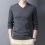Mens sweater solid knitted pullover V-neck 100% wool spring high-end casual cashmere sweater 2