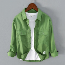 Male Cargo Shirt Men Pure Cotton Khaki Military Uniform Light Casual Work Shirts Mens Top Clothing