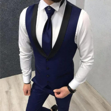 Navy Men Suit Vests for Wedding Tuxedo Slim fit One piece Formal Waistcoat Coat