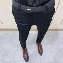 Mens Suits & Blazers Mens Social Pants Slim Button Suit Pant Men Green Street Clothing Business Dress Solid