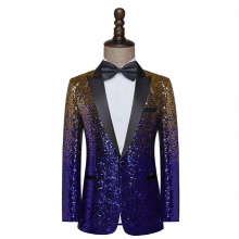 HOO Mens Singer Stage Performance blazer Gradient Sequined blazers