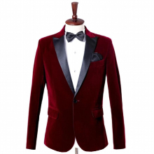 Fit Dress Business Suit Coat Wedding Mens Groom Velvet Slim Tuxedo Banquet Casual Jacket Single Blazers Party