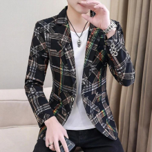 Plaid Blazers Men Slim Fit Business Casual Suit Jacket Wedding Social Office Dress Coat Streetwear Costume Homme