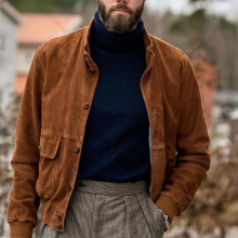 Mens Jacket Blazer Man Stand-up Collar British High-end Singal-breasted Long Jackets For Groomsmen Men Short Clothing Coat