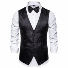 Formal Dress Paisley Wedding Business Men Tuxedo Waistcoat Vest Suit Bow Tie Set