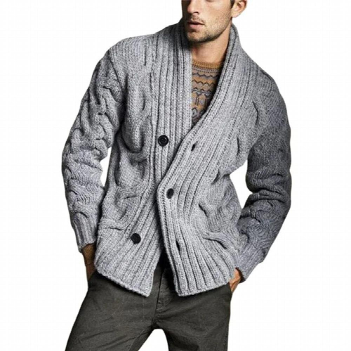 Single-breasted Cardigans Man Knitted Sweater Solid Mens Winter Thick Sweaters 1