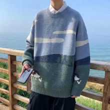 Sweater Japanese Retro Animal Pattern Knitted Sweater Round Neck Loose Mens Sweaters Women Pullover Autumn Winter