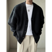 Loose Causal Knitting Cardigan Sweater For Men V-neck Single Breasted Sweaters Autumn Male 24A1323