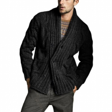 Single-breasted Cardigans Man Knitted Sweater Solid Mens Winter Thick Sweaters