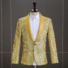 HOO Mens Velvet Sequined Slim-Fit Assorted Colors blazer Banquet Studio Wedding Performance blazer