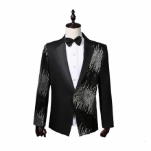 Mens Clothing Men Wear Sequins Suits Stage Singer Tops Red Purple Single Breasted Men Suit Casual Blazers