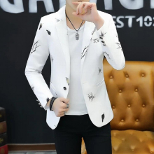 Youth Slim Blazer Men Casual Spring Print Suit Jacket