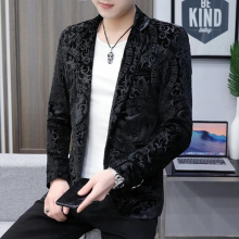Spring Mens Printed Old Suit Handsome Small Suit for Mens South Sight-fitting Evening Show Small Suit Jacket