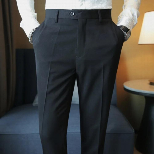 Autumn Solid Business Dress Pants Men Slim Fit Casual Office Social ...