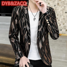 Spring Suit Men Casual Small Suit Young Bronzing Printing Nightclub Small Suit Jacket S-3XL