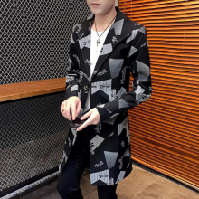 Suit Coat Male Spring and Autumn Men Handsome Long Small Suit Youth Single Suit Windbreaker M-3XL