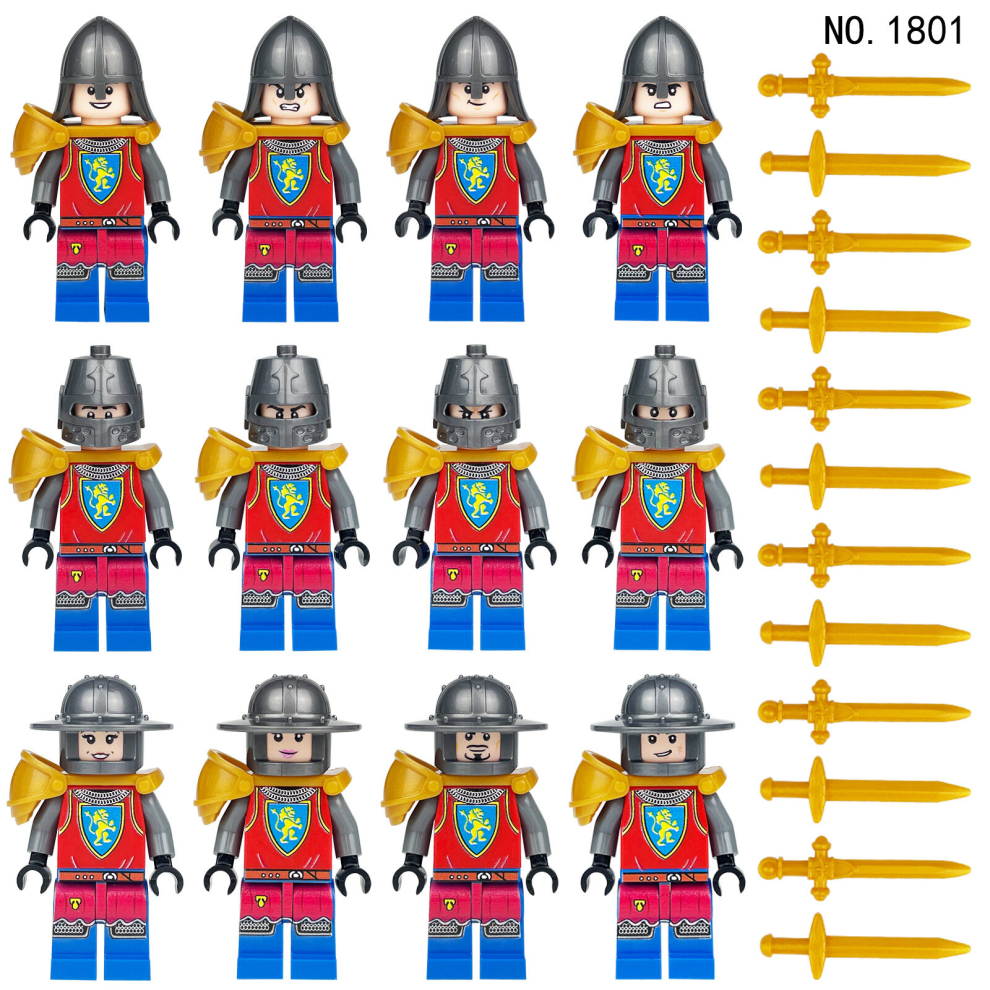 (Style C) 12pcs Medieval Soldier  Building Block Figure Toy Kids Toy Gift Fit Lego